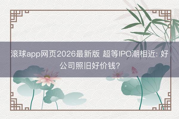 滚球app网页2026最新版 超等IPO潮相近: 好公司照旧好价钱?