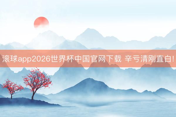 滚球app2026世界杯中国官网下载 辛亏清刚直白!