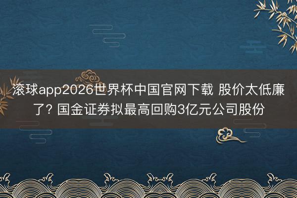 滚球app2026世界杯中国官网下载 股价太低廉了? 国金证券拟最高回购3亿元公司股份