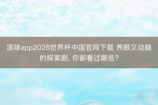 滚球app2026世界杯中国官网下载 养眼又动脑的探案剧, 你都看过哪些?