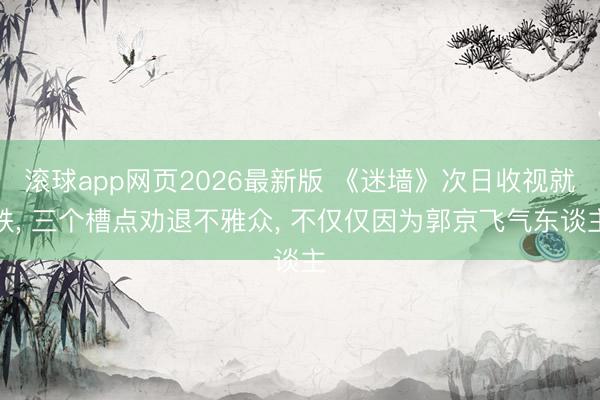 滚球app网页2026最新版 《迷墙》次日收视就跌, 三个槽点劝退不雅众, 不仅仅因为郭京飞气东谈主