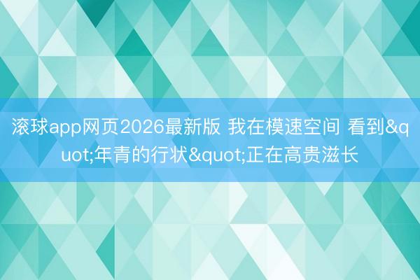 滚球app网页2026最新版 我在模速空间 看到"年青的行状"正在高贵滋长