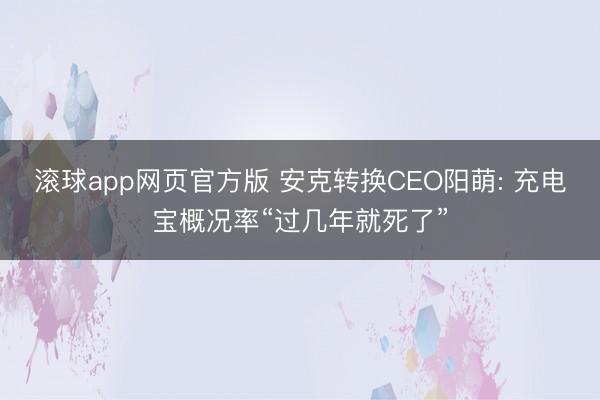 滚球app网页官方版 安克转换CEO阳萌: 充电宝概况率“过几年就死了”