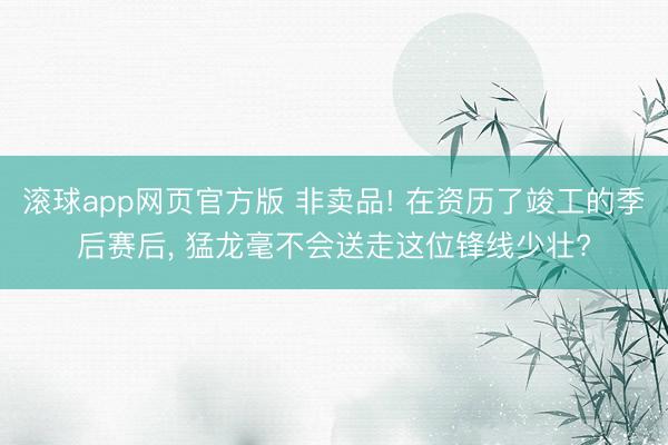 滚球app网页官方版 非卖品! 在资历了竣工的季后赛后, 猛龙毫不会送走这位锋线少壮?