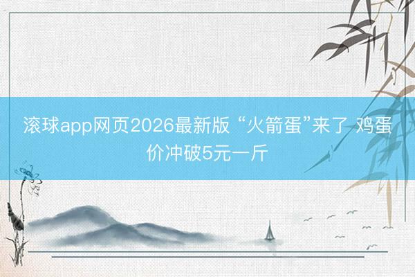 滚球app网页2026最新版 “火箭蛋”来了 鸡蛋价冲破5元一斤