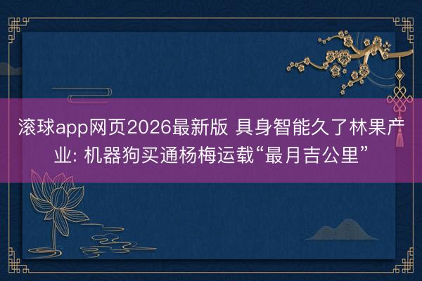 滚球app网页2026最新版 具身智能久了林果产业: 机器狗买通杨梅运载“最月吉公里”