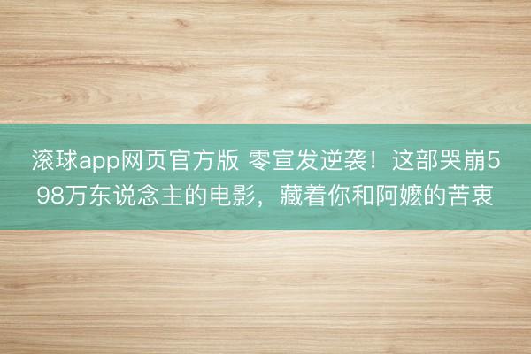 滚球app网页官方版 零宣发逆袭！这部哭崩598万东说念主的电影，藏着你和阿嬷的苦衷