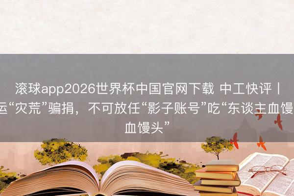 滚球app2026世界杯中国官网下载 中工快评丨搬运“灾荒”骗捐,不可放任“影子账号”吃“东谈主血馒头”