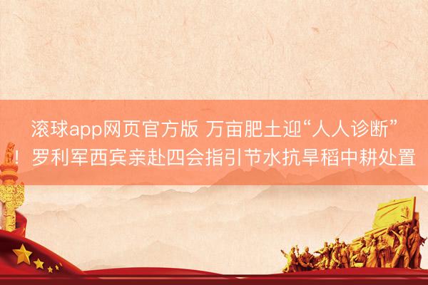 滚球app网页官方版 万亩肥土迎“人人诊断”!罗利军西宾亲赴四会指引节水抗旱稻中耕处置
